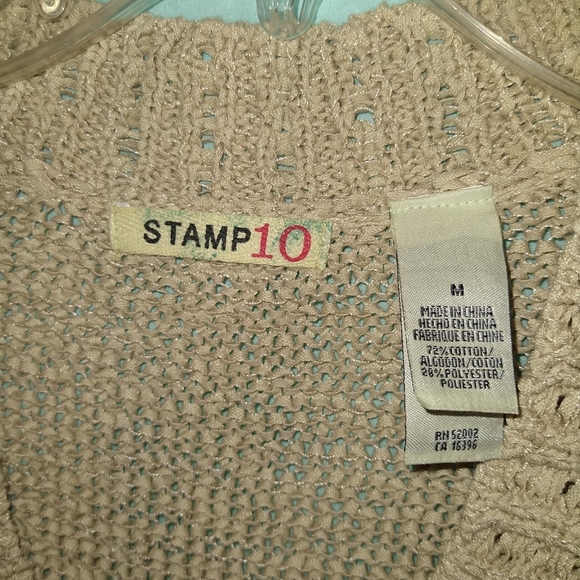 Stamp 10 ribbon dressy sweater women's medium tan sea Pebble 276 - Picture 3 of 5